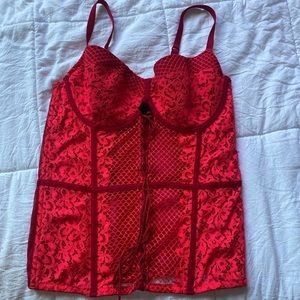 Victoria’s Secret Red Lace Mesh Corset